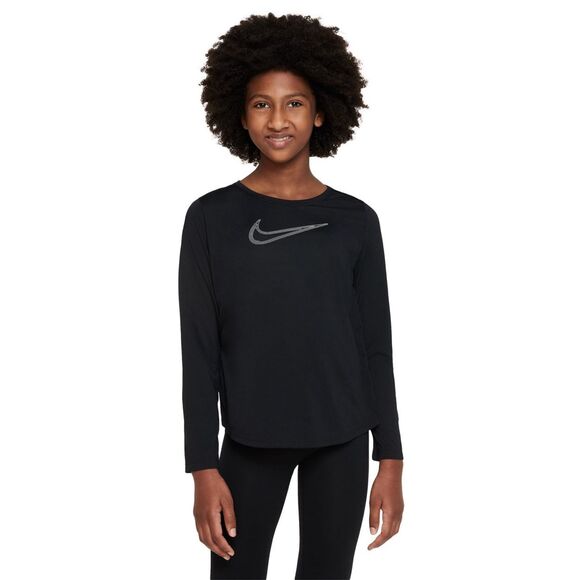 Nike Girls' Dri-fit One Graphic Long-Sleeve Training Top - Black Size L - Picture 1 of 3